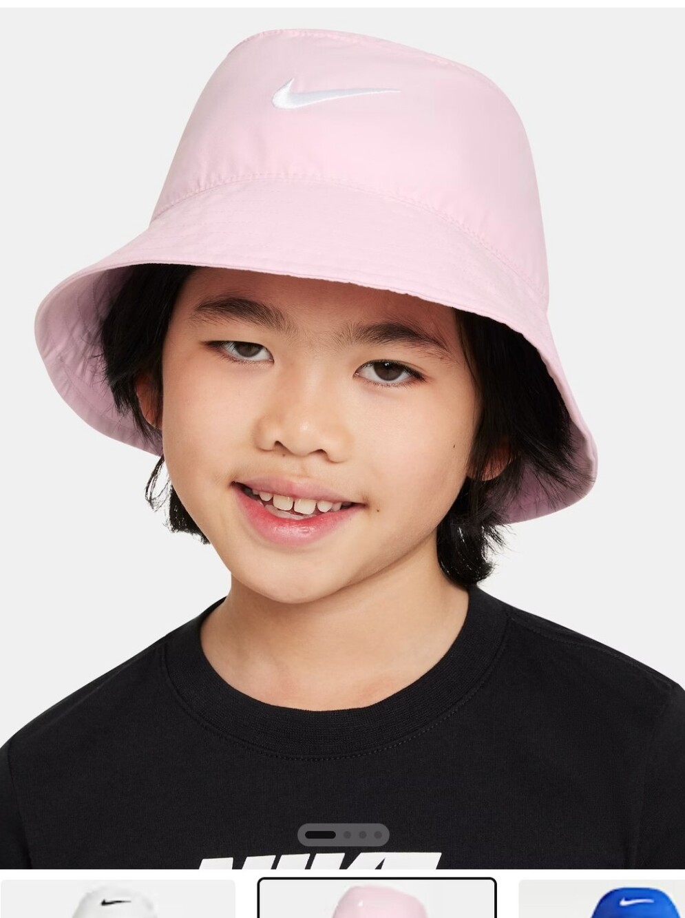 Nike Apex Pink Bucket Hat with White Swoosh Size 4-7
